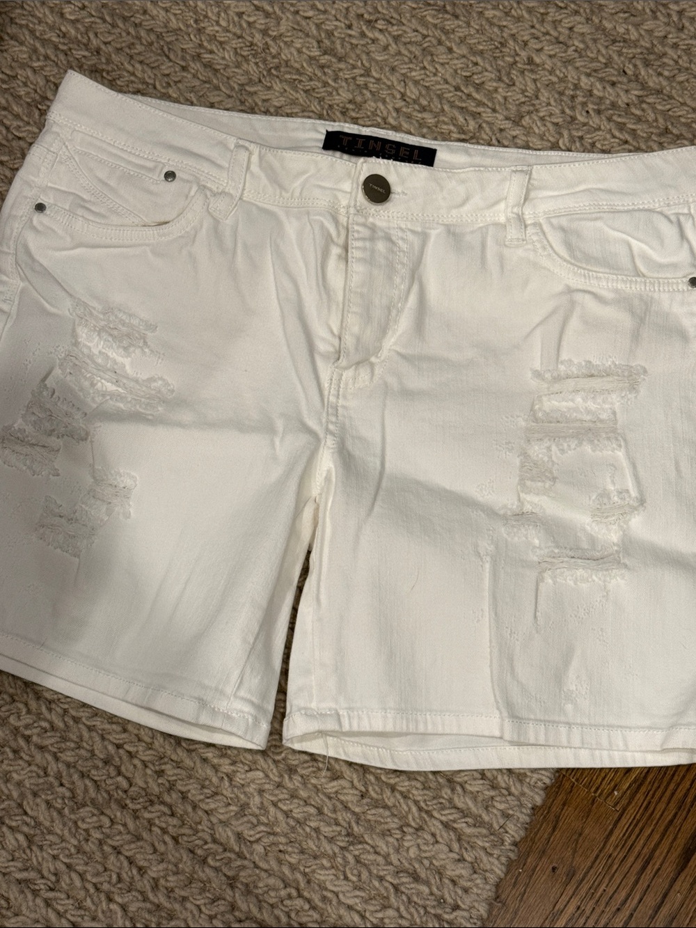 Tinsel White Distressed Women's Jean Shorts